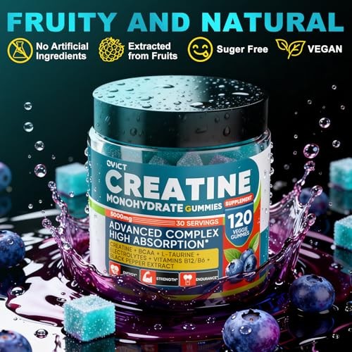 Creatine Monohydrate Gummies 5g BCAA B12 Energy Muscle