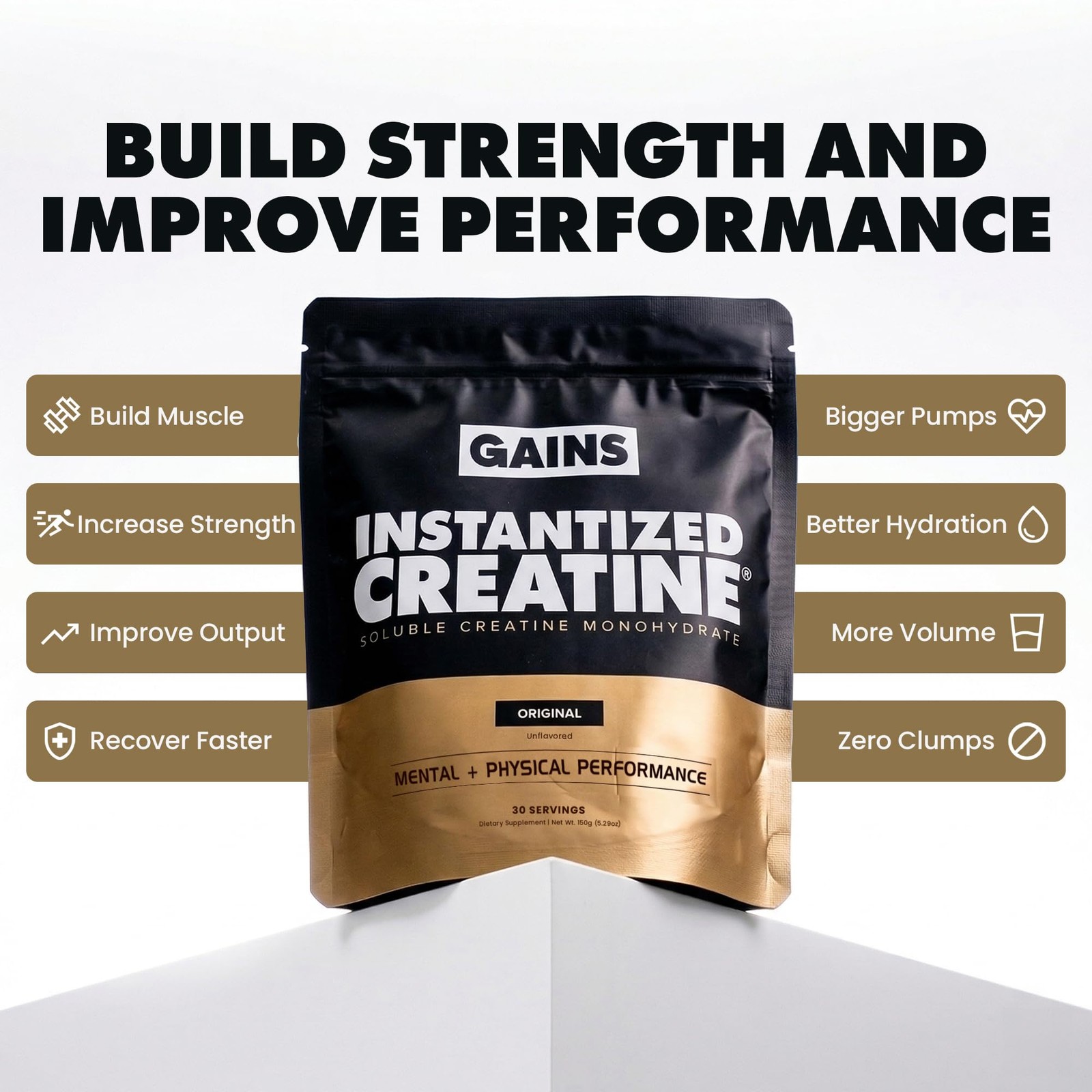 Gains in Bulk Instantized Creatine Monohydrate for Men & Women, Soluble Creat…