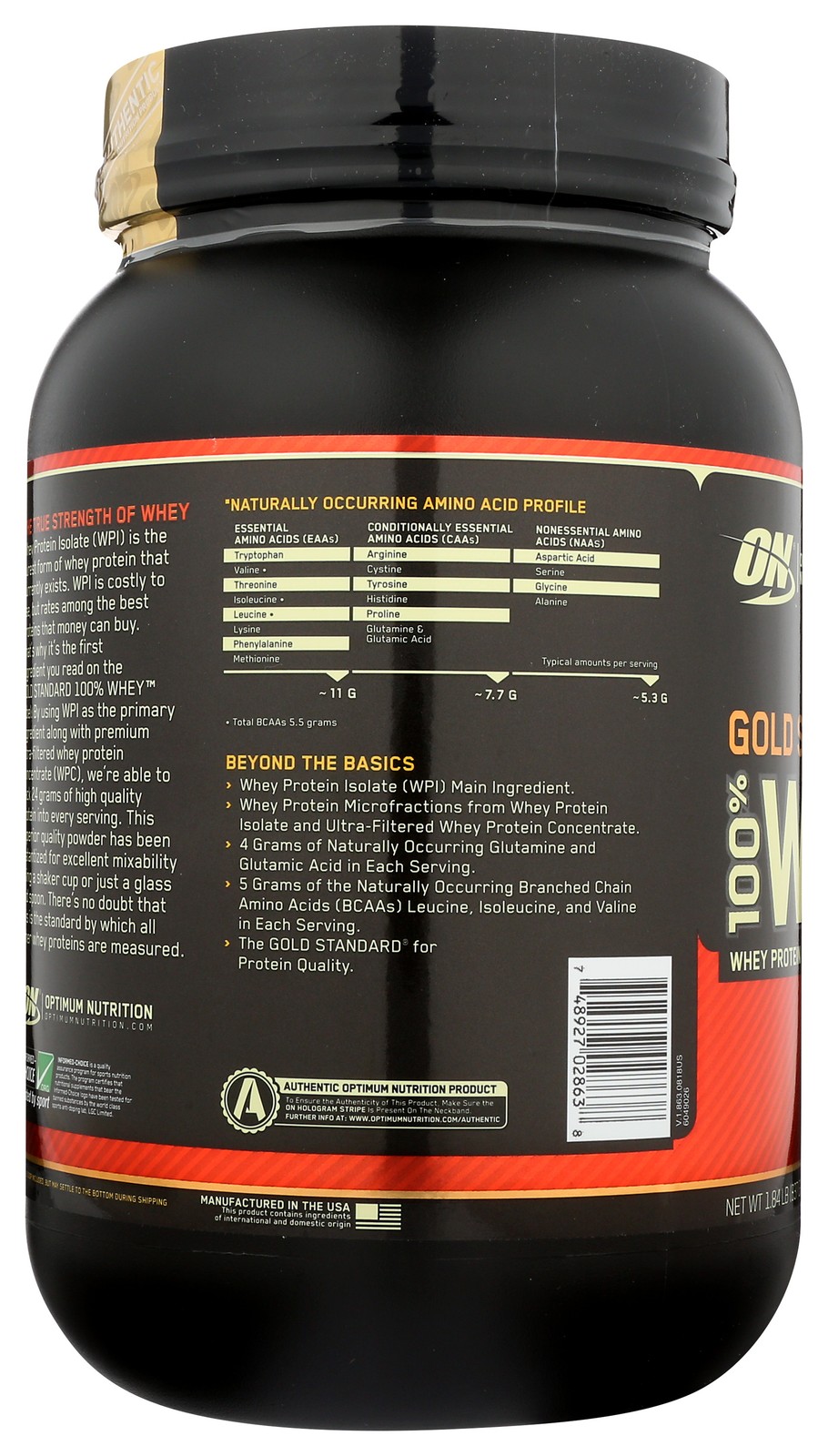 Gold Standard Whey Protein Powder By Optimum Nutrition 1.84 Lb 1.85 1 Pack