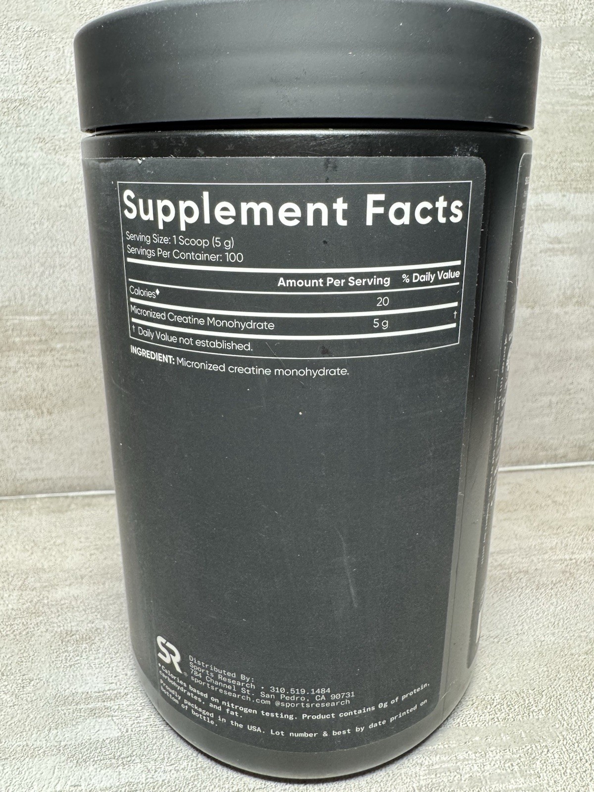 Sports Research Creatine Monohydrate Powder Unflavored 17.64oz Vegan Gluten-Free