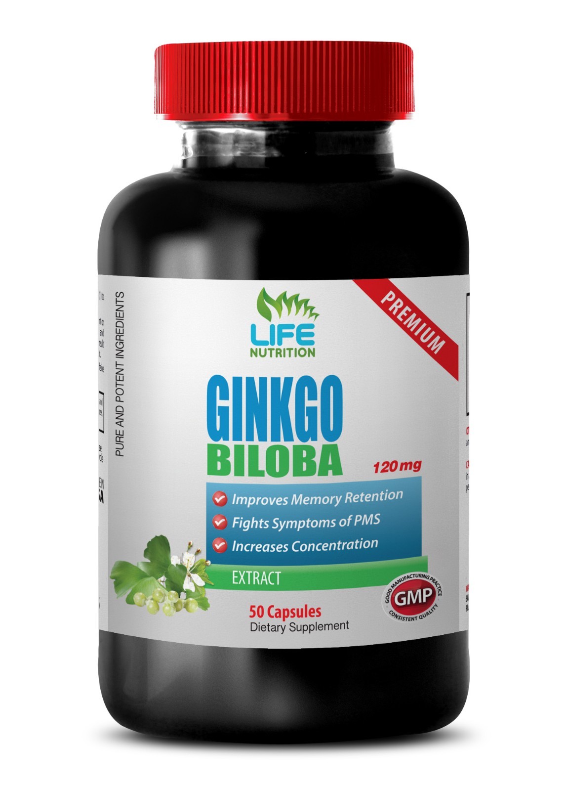 Ginkgo Biloba Extract 120mg .Improves Memory ( 1 Bottle 50 Capsules )