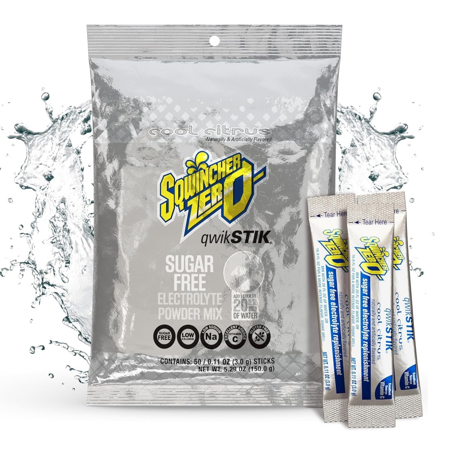 Sqwincher Bundle: (50) Cool Citrus Zero Qwik Stiks (20oz Yield) & (50)…