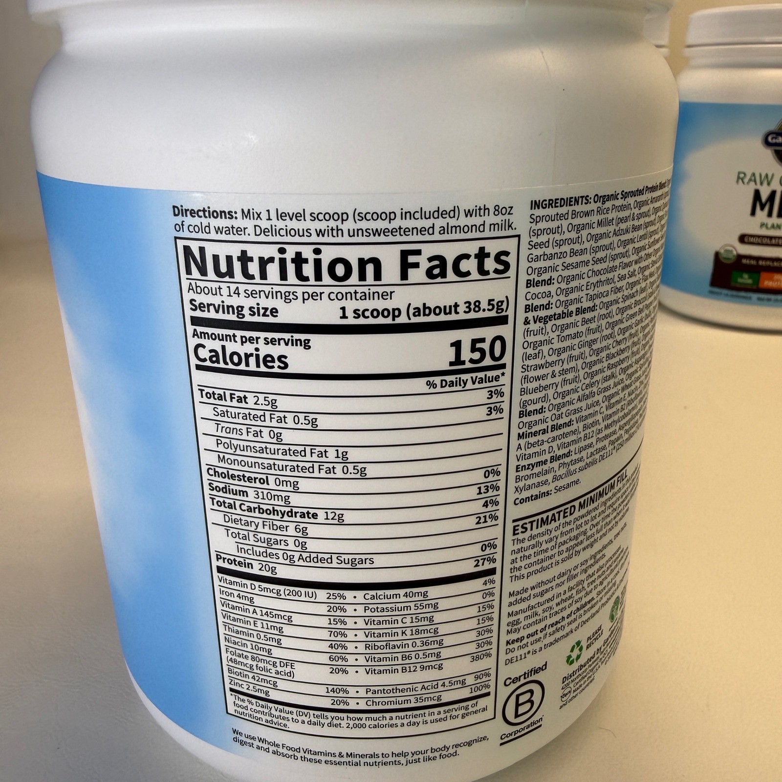 Garden of Life Raw Organic Meal Chocolate 6 Pack Plant Based Protein Shake