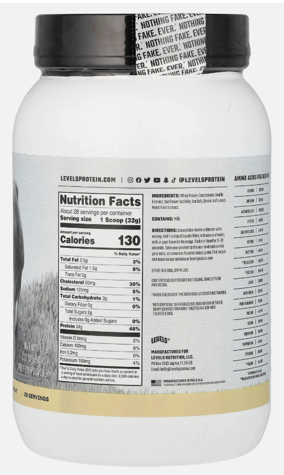 Grass Fed Whey Protein Powder, Vanilla Bean, 2 lb (907 g) -Exp 09/27