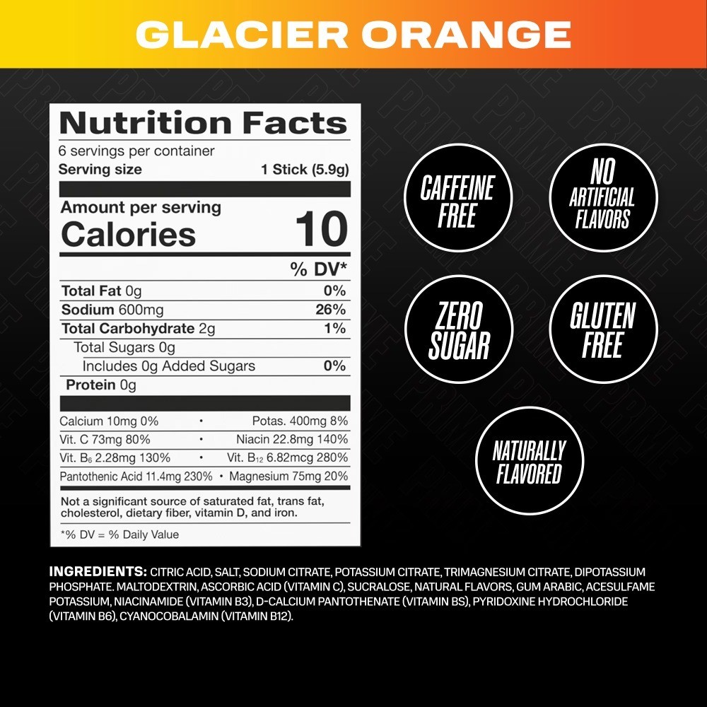 Rapid Hydration Electrolyte Powder Sticks Glacier Orange Flavor Pack of 6