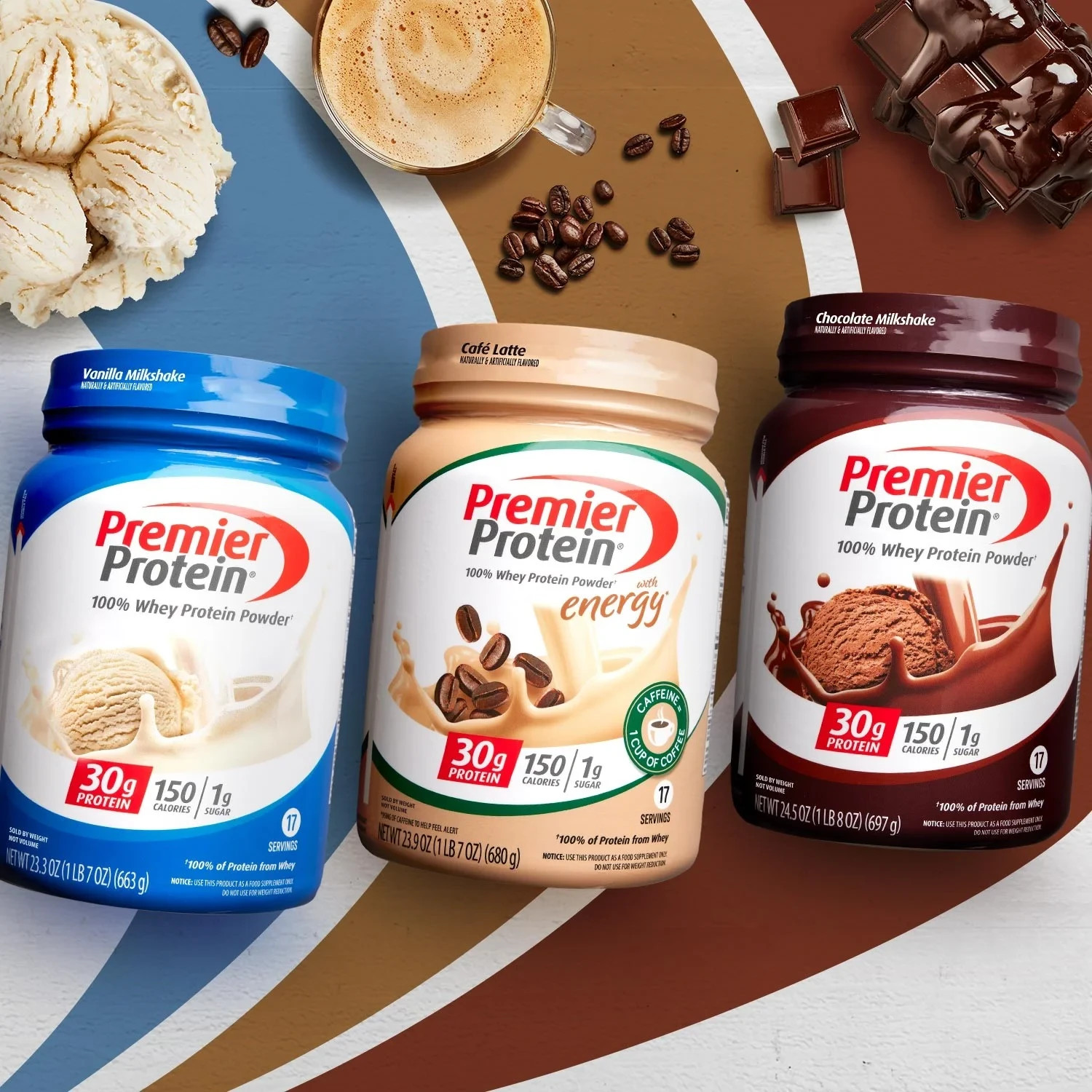 2P Premier Protein 100% Whey Protein Powder, Chocolate Milkshake, 1.5 lb