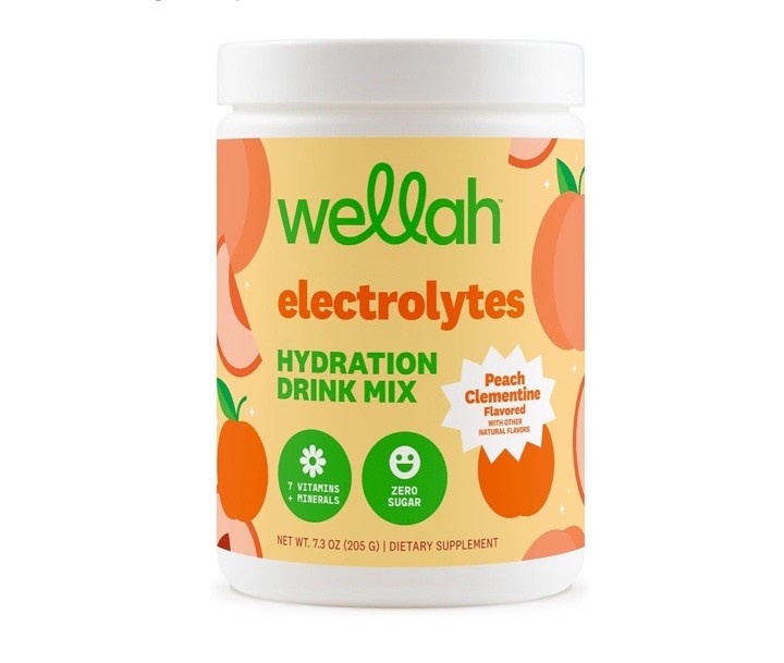 Wellah Electrolytes Hydration Drink Mix Powder Zero Sugar Blueberry Pom 7 oz