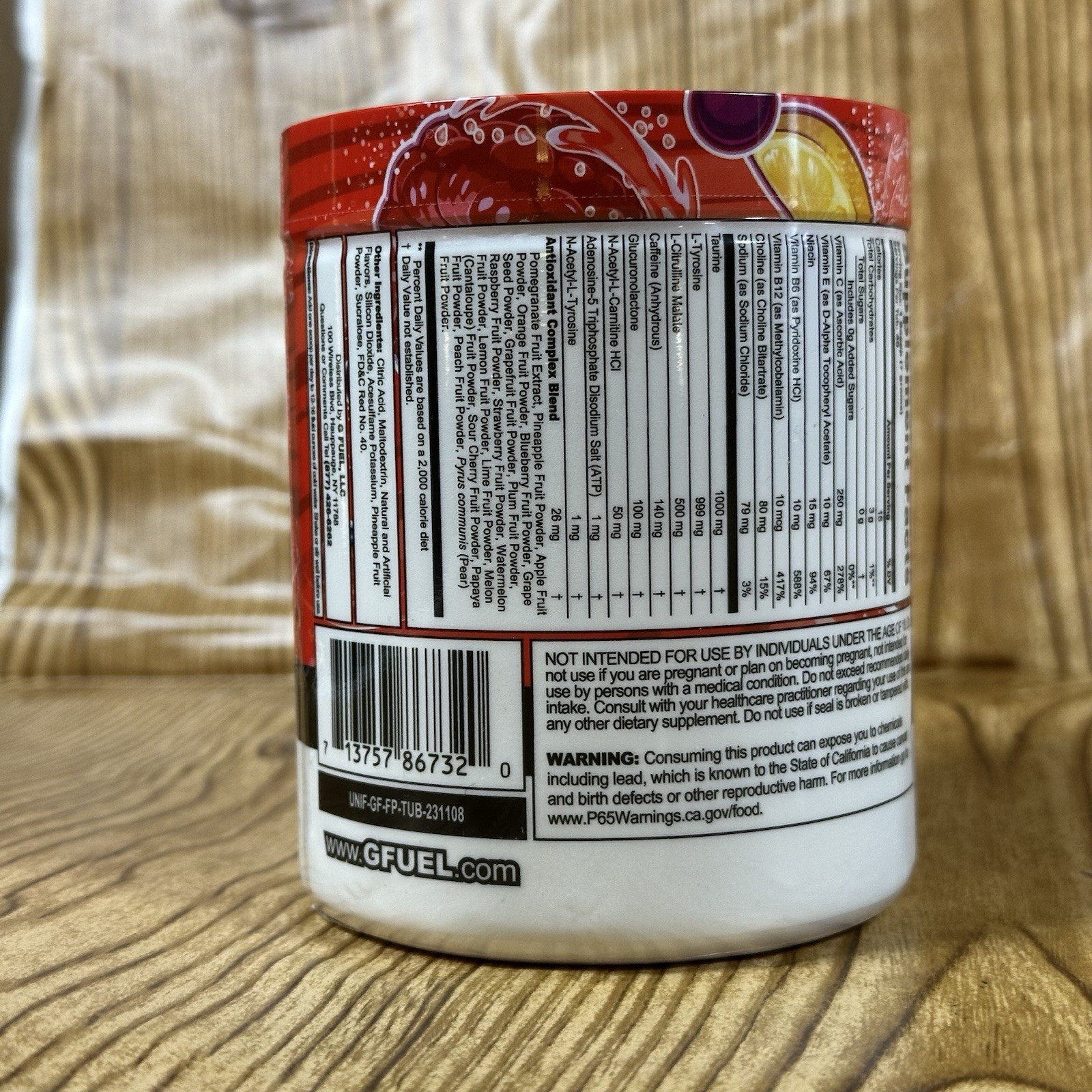 G FUEL Energy Formula Fruit Punch Tub Sugar Free 40 Servings 9.9 oz
