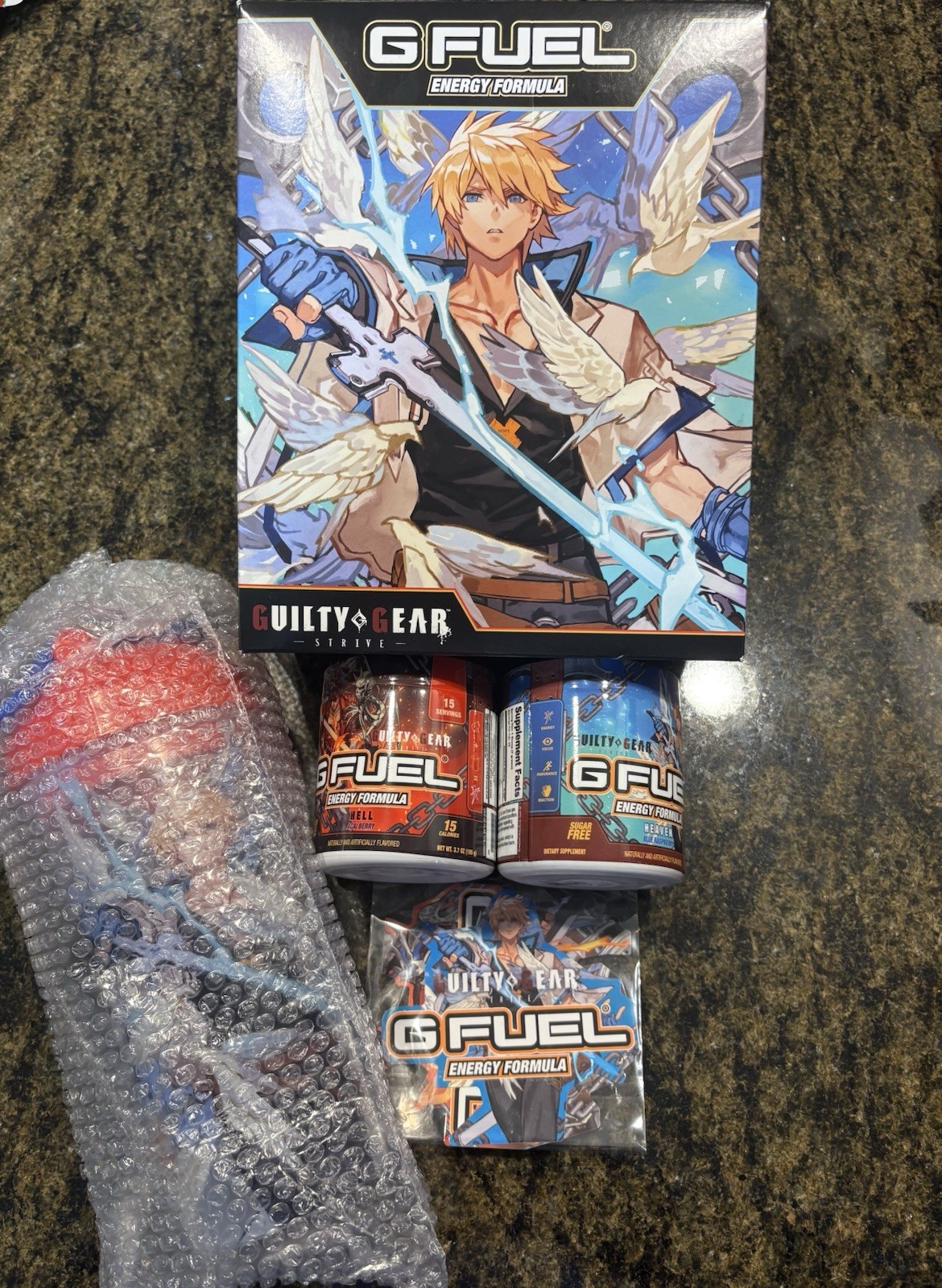 G FUEL Collector’s Box GUILTY GEAR 24oz Shaker Cup Sticker Pack Heaven Hell Tubs