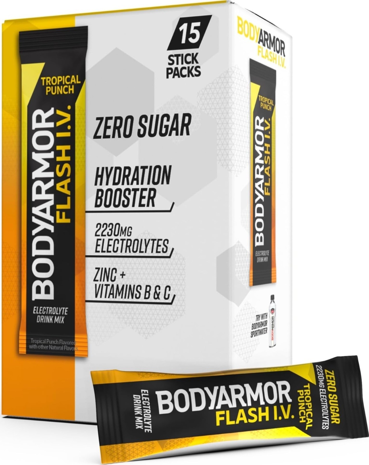 Electrolyte Drink Mix Packets, Tropical Punch, Zero Sugar, Coconut Water Powder,