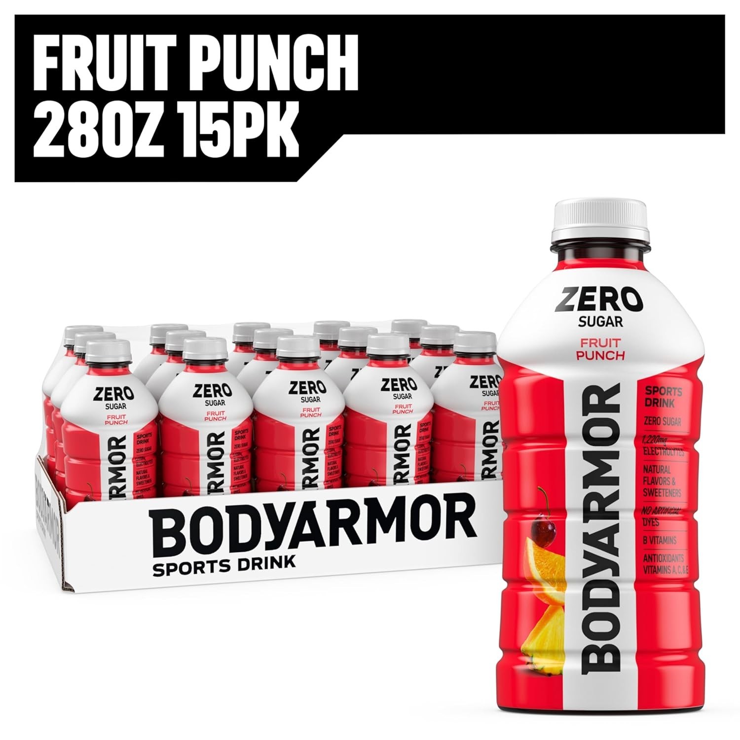 BODYARMOR ZERO Sugar Fruit Punch 28oz 15-Pack Electrolyte Sports Drink