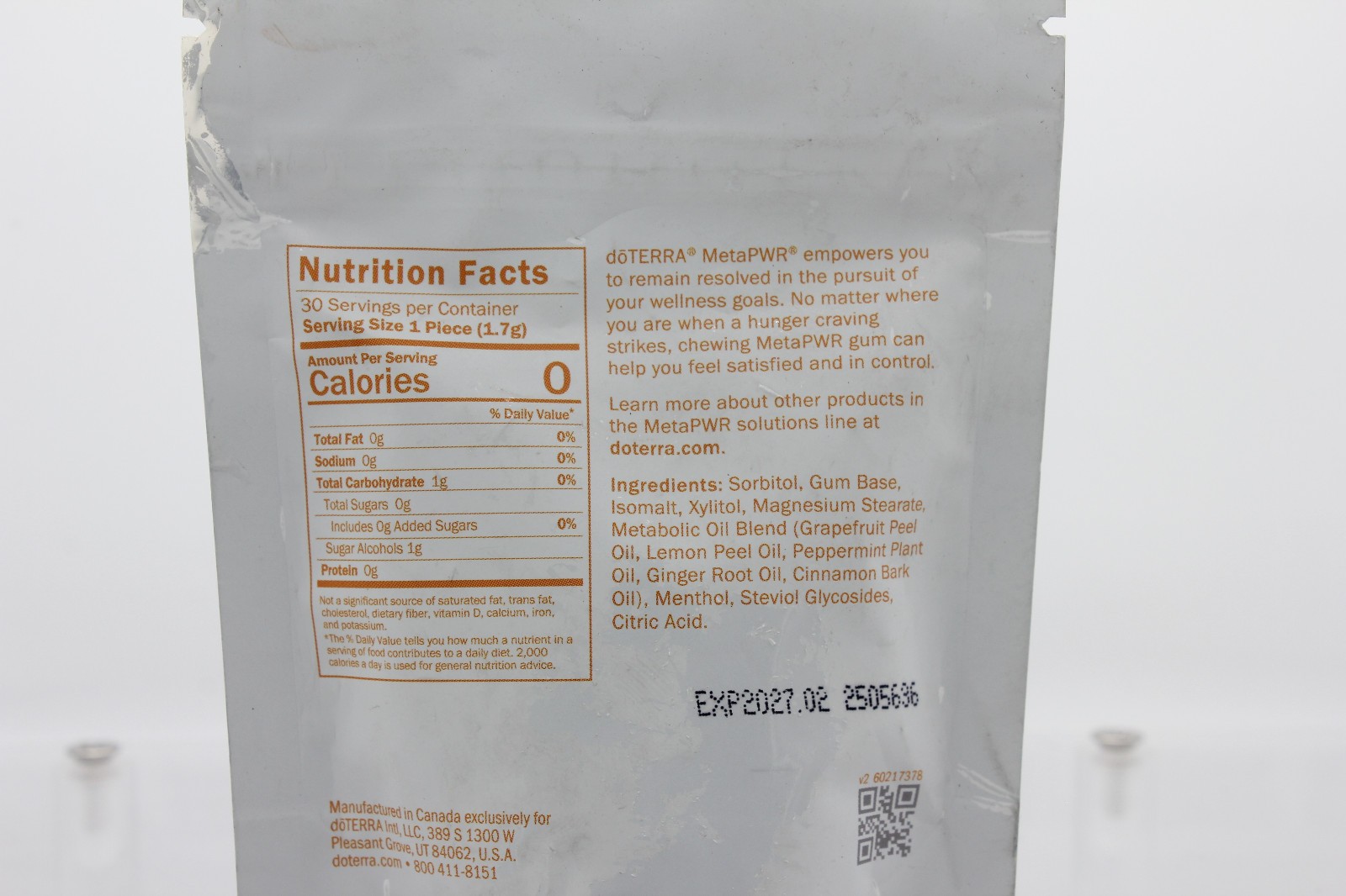 dOTERRA MetaPWR Metabolic Hunger Craving Preventing Gum; 30 Pieces, Exp 2/2027