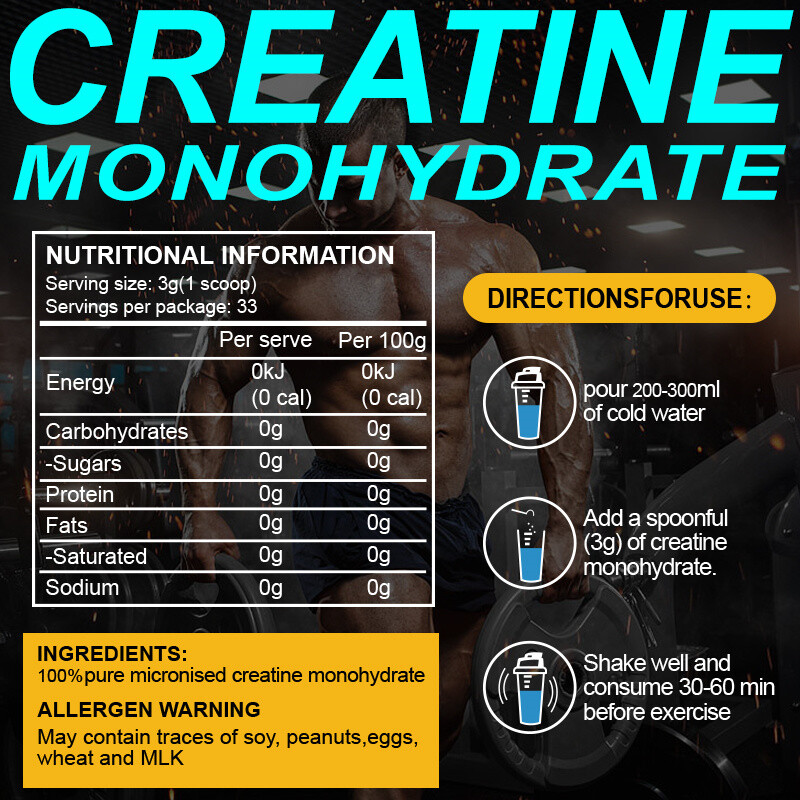 MENXI Micronized Creatine Monohydrate Powder 100g, 60 Servings,Muscle Building