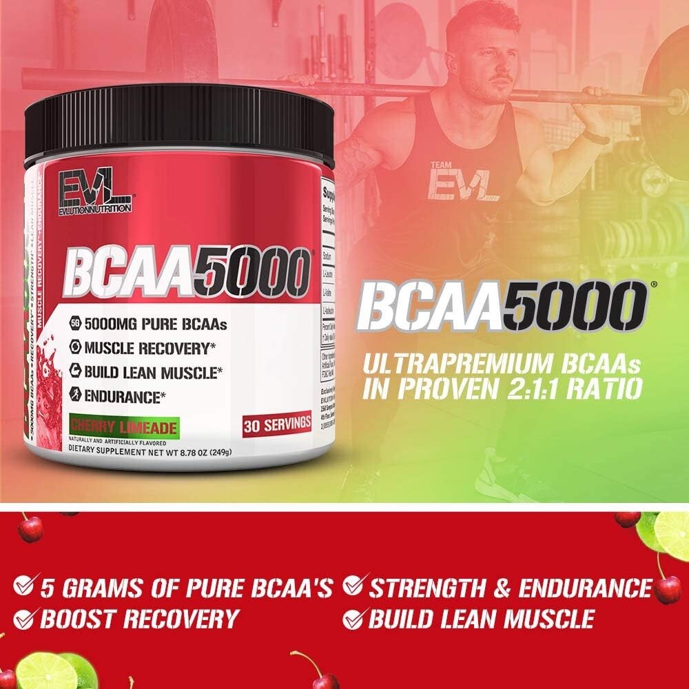 Evlution EVL BCAAs Amino Acids BCAA5000- Stim Free Pre-Workout – All Flavors