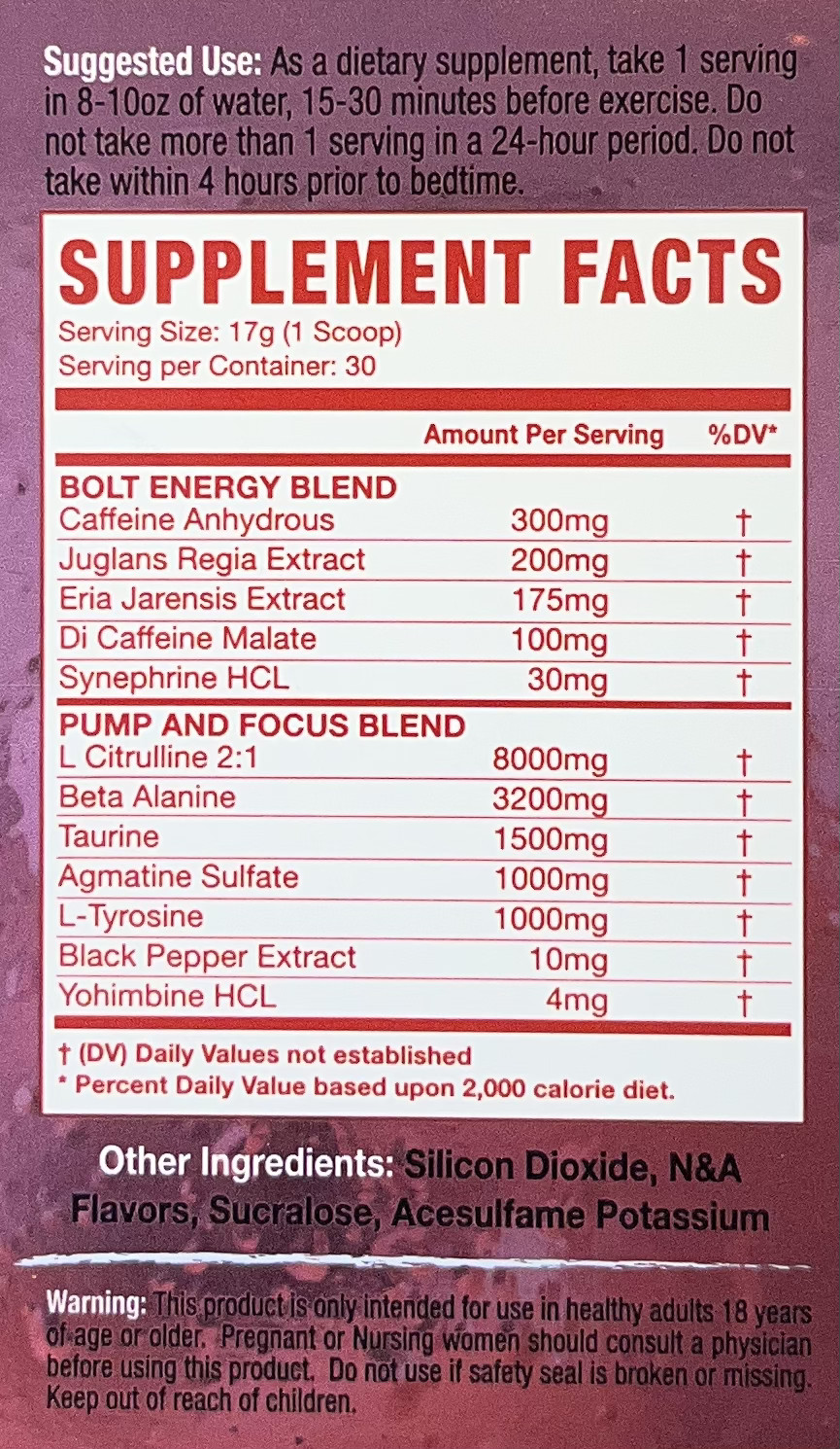 Storm Labs Zeus Pre Workout Supplement (30 Servings) Red Raspberry -Pump/Focus