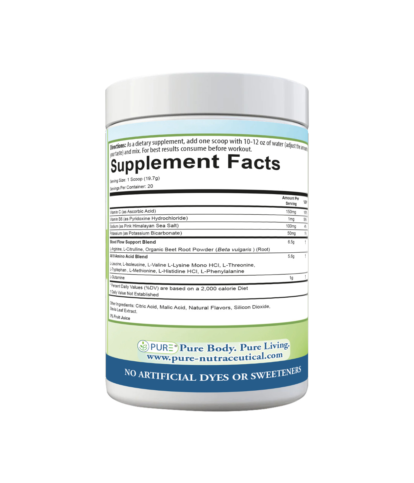 PURE Sport Amino+ All 9 essential Amino Acids (501g, 30 servings) Fruit Splash!