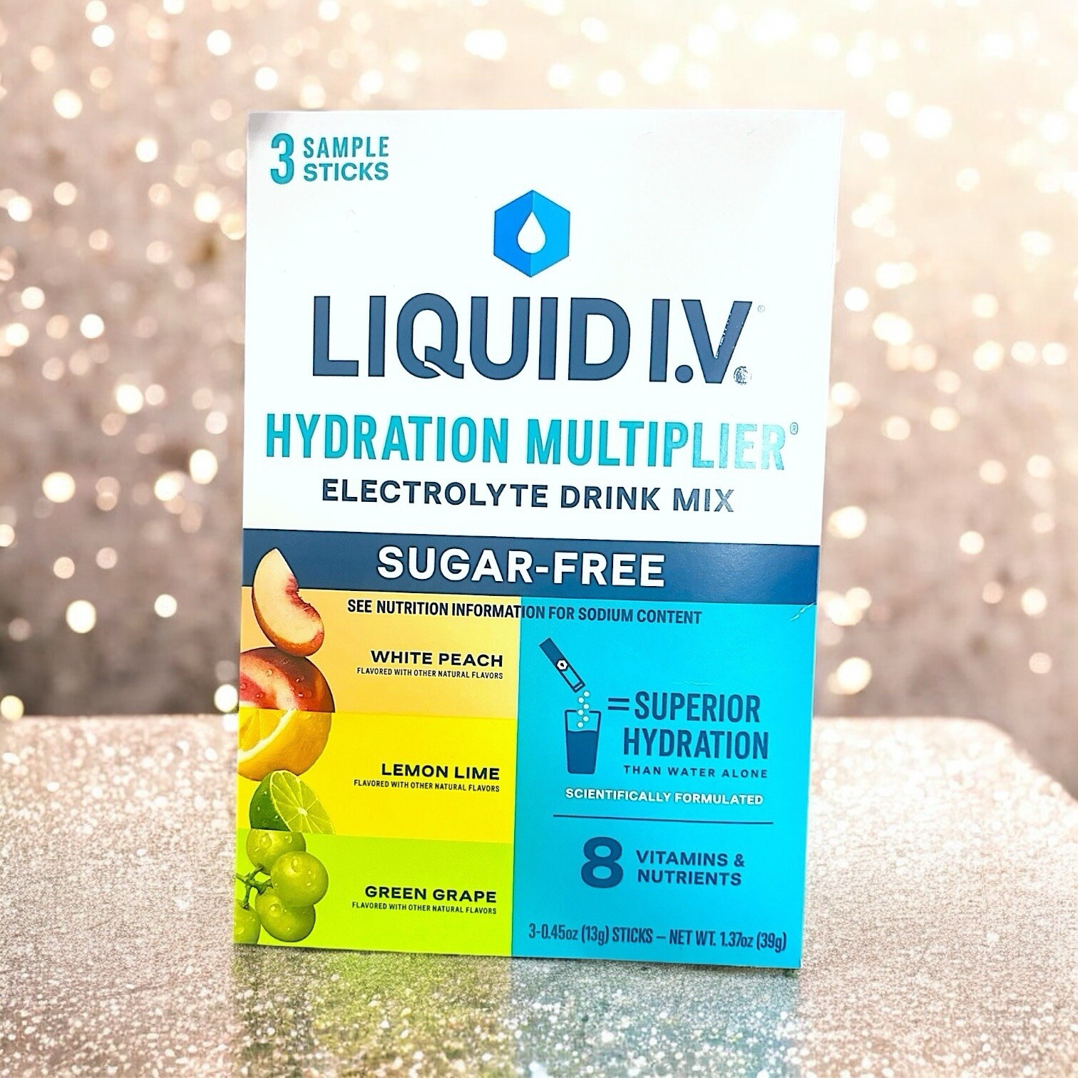 LIQUID IV Hydration Multiplier Sugar-Free 3 count sample pack 0.45 OZ EACH NIP