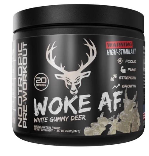 Bucked Up Woke AF PreWorkout Energy Pump – White Gummy Deer – Size: 8.6 oz