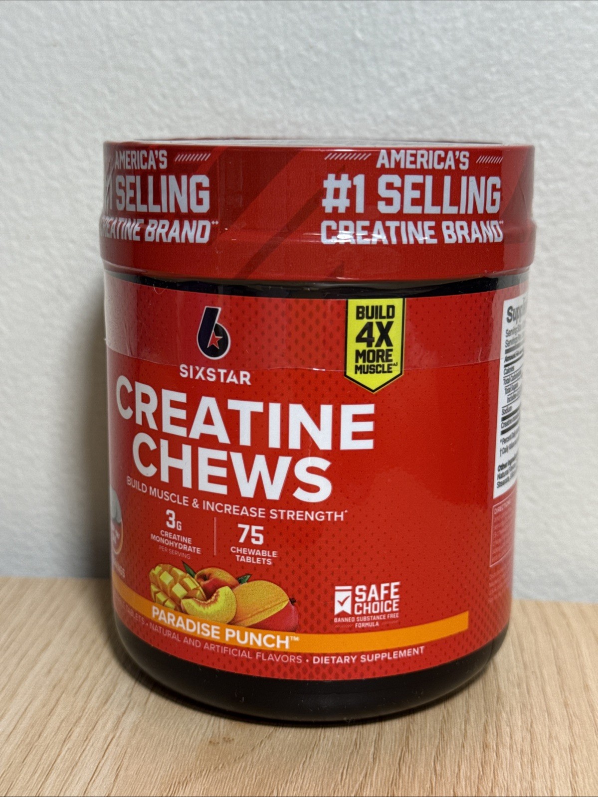 SixStar Creatine Chews Paradise Punch 75 Tablets Muscle Endurance