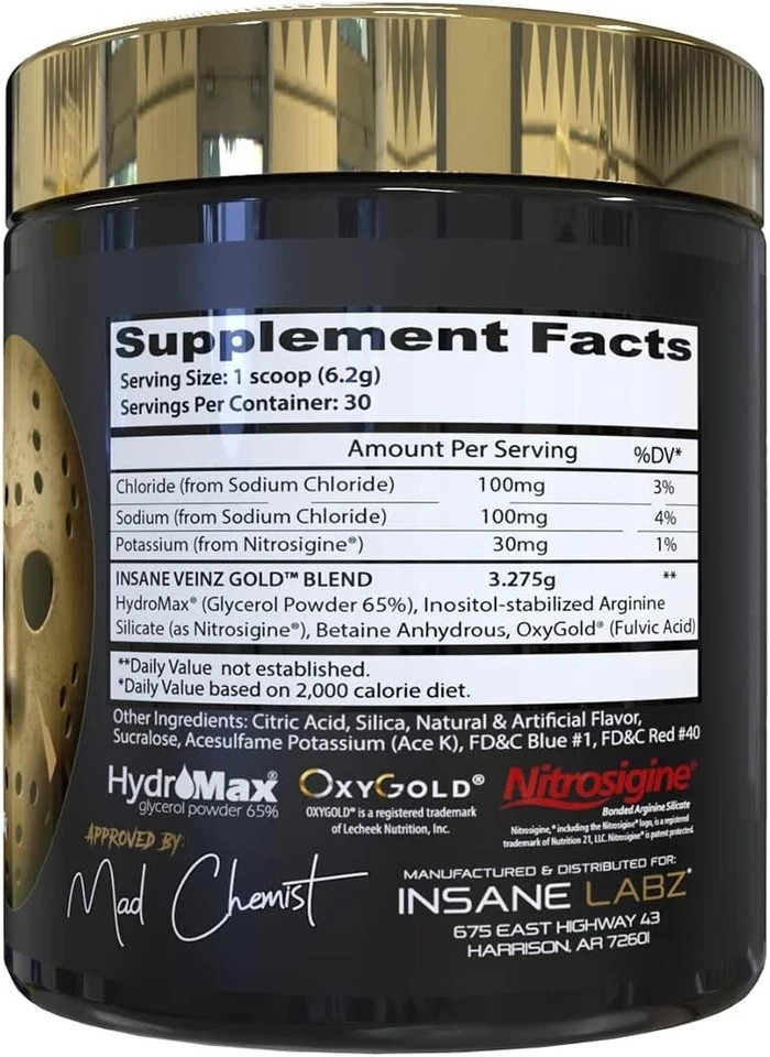 Grape Flavor Insane Veinz Gold – Nitric Oxide Boosting Vegan Pre-Workout Powder