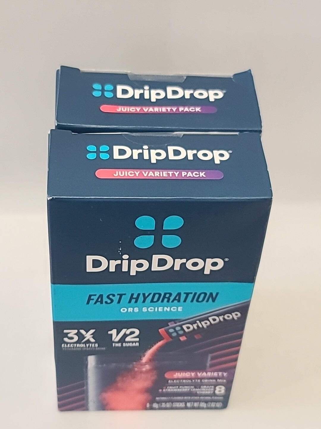 2x Drip Drop Dehydration Relief JUICY VARIETY Powder 8 Stick EXP 10/28