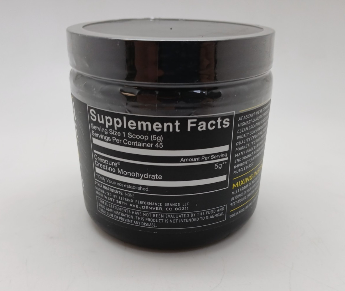 Ascent Creatine Monohydrate 225g Unflavored Creapure 45 Servings New