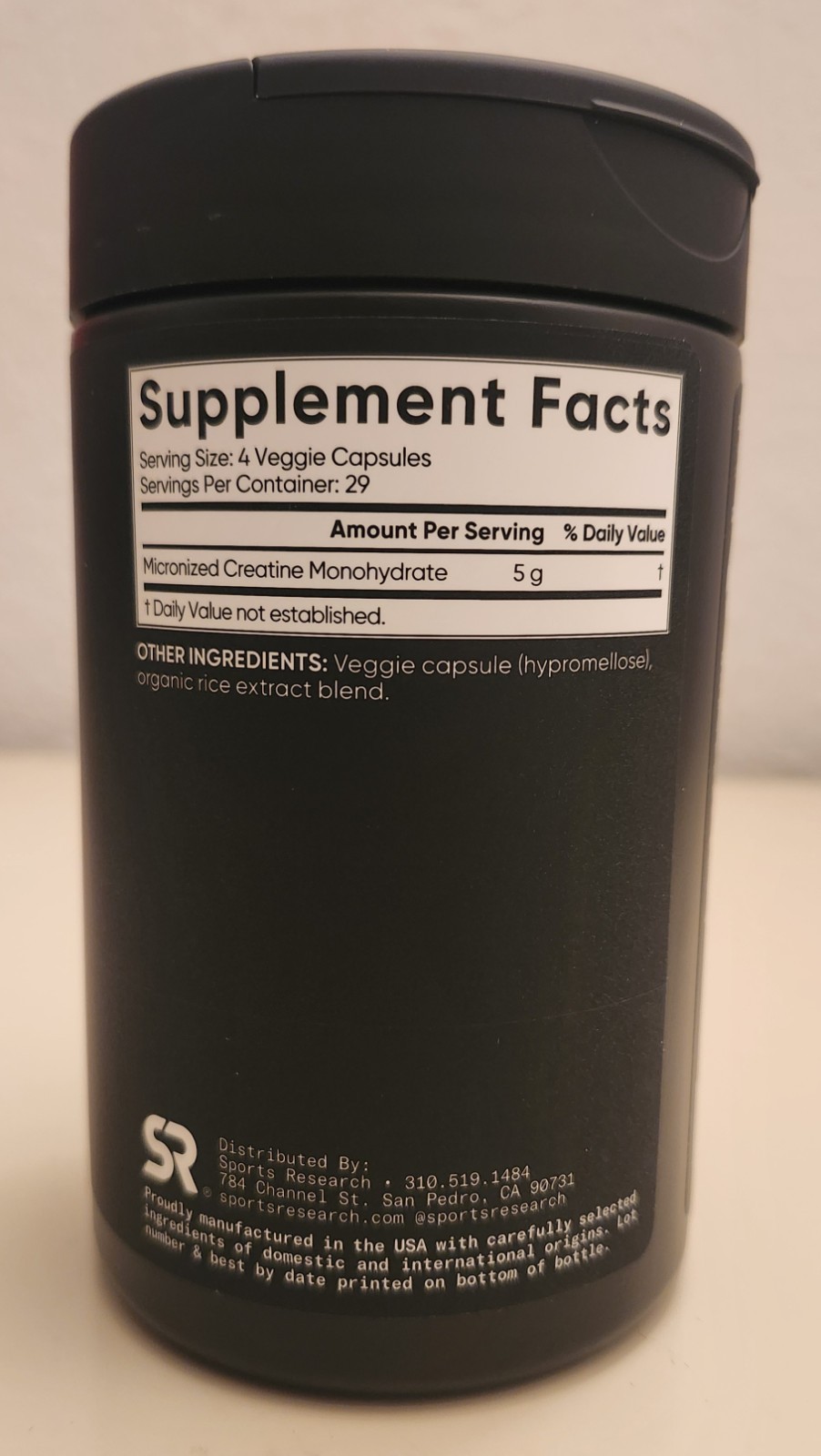 Sports Research Creatine Monohydrate 5g 116 Vegie Capsules Gluten Free 01/2029