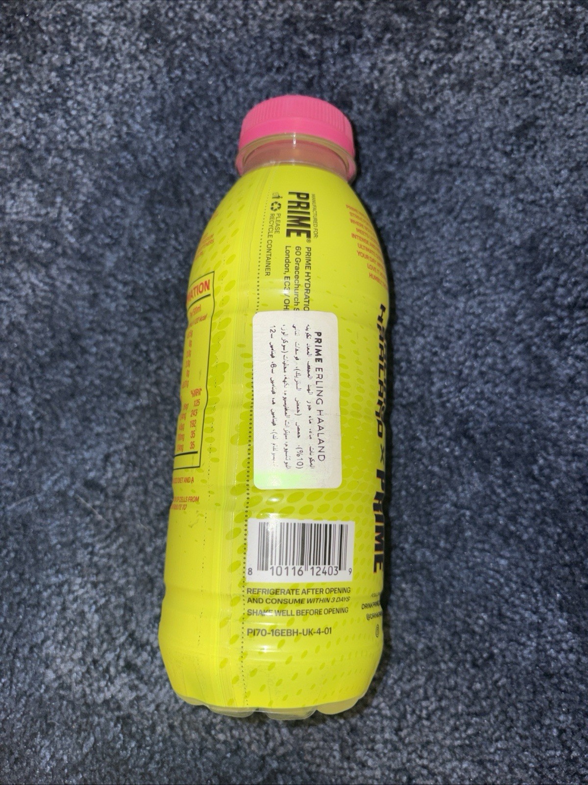 PRIME HYDRATION Erling Haaland Strawberry Lemonade UK EXCLUSIVE BB 10/2025