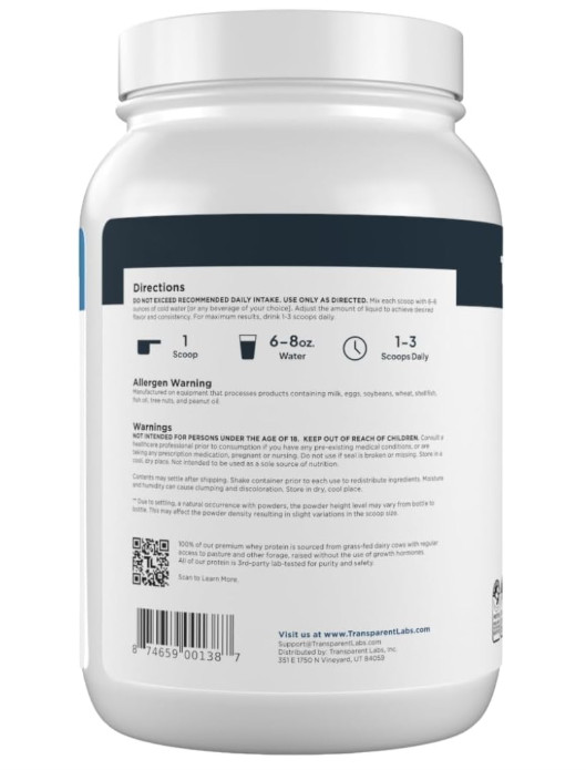 Transparent Labs Grass-Fed Whey Isolate, Milk Chocolate, 30 Servings