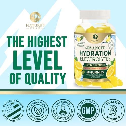 Hydration Electrolyte Gummies – Daily Liquid Replenisher 60 Count (Pack of 1)