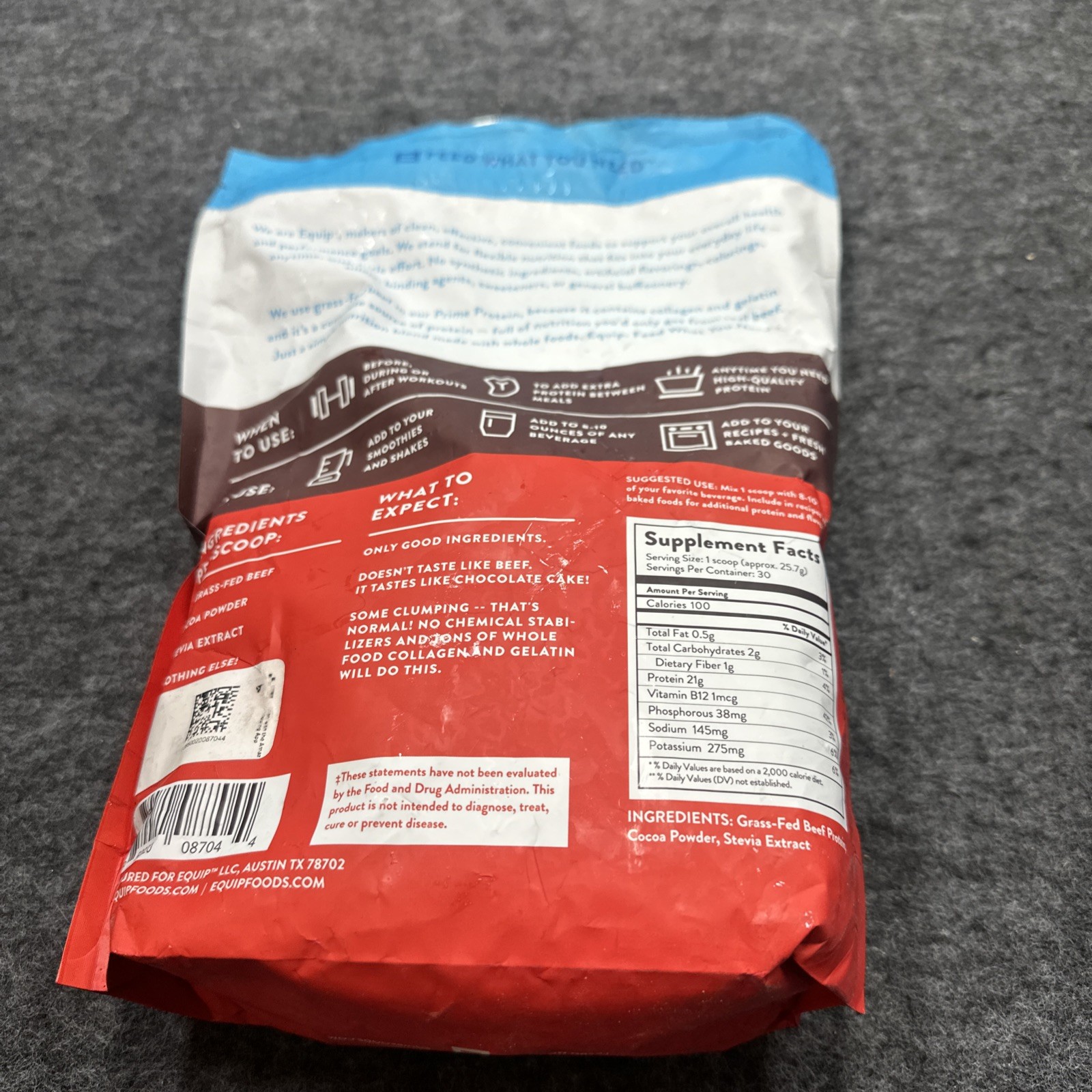 Equip Prime Protein Grass-Fed Beef Isolate Chocolate 1.7 Lbs Bb 1/2027