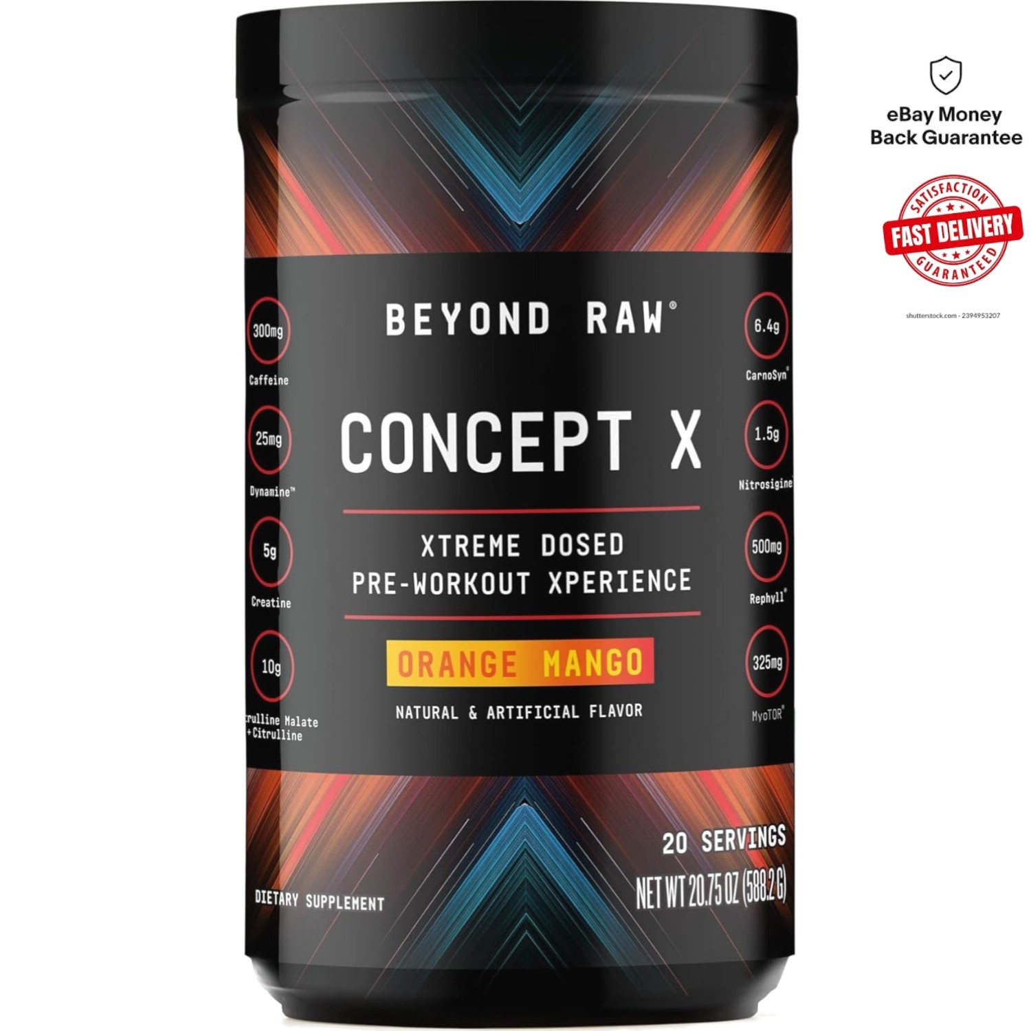 Concept X Pre-Workout Powder: Clinically Formulated, Fast Recovery, 20 Servings