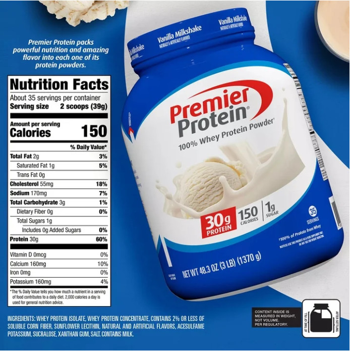 Premier Protein 30g High Protein Powder, Vanilla Milkshake