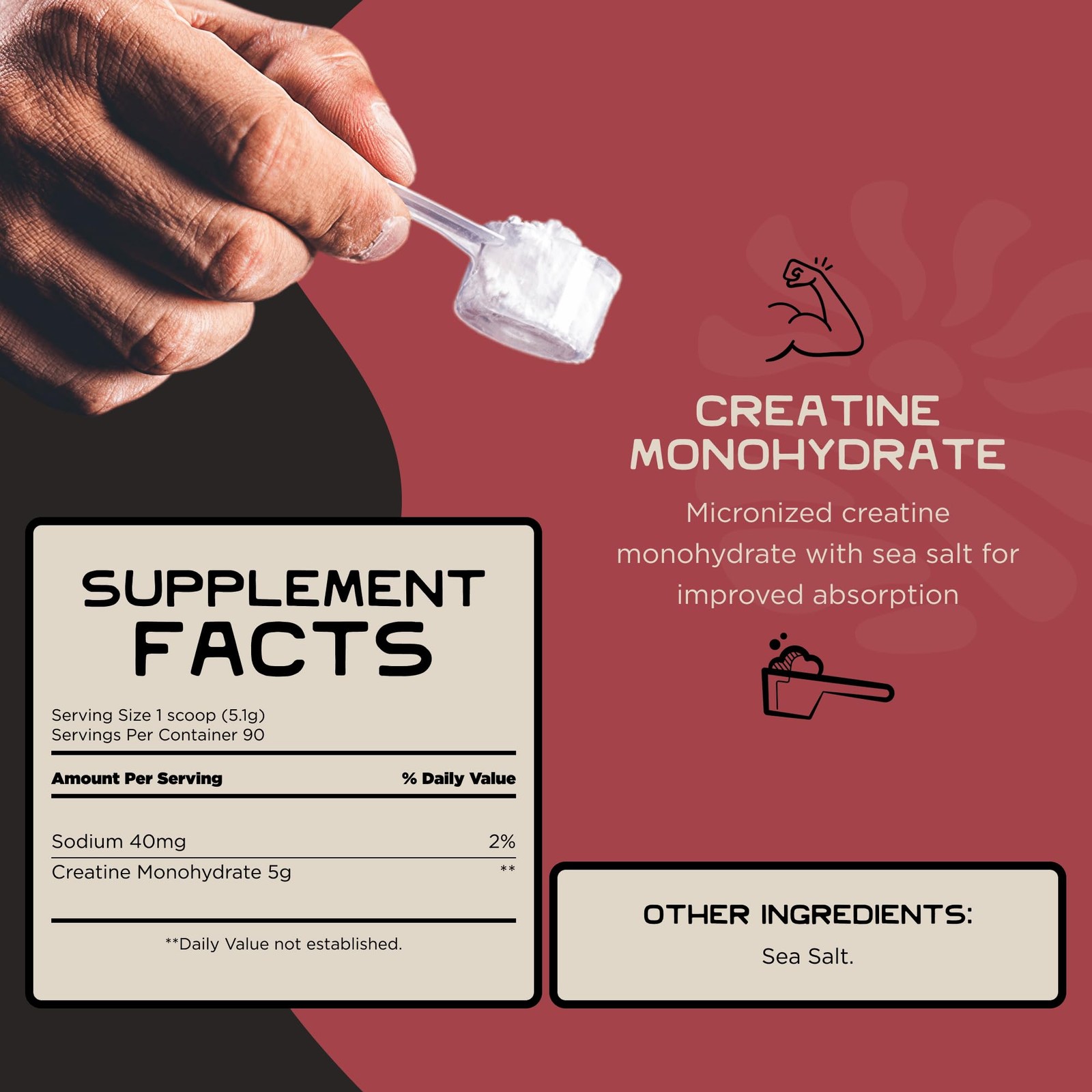 Lineage Provisions Micronized Creatine Monohydrate with Sea Salt 90 Servings