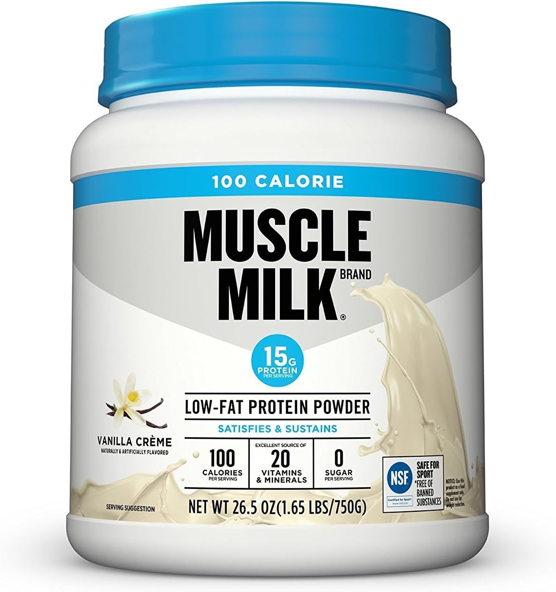 Muscle Milk ZERO Protein Powder, Vanilla, 15g Protein, 1.65 lb, 25 Servings