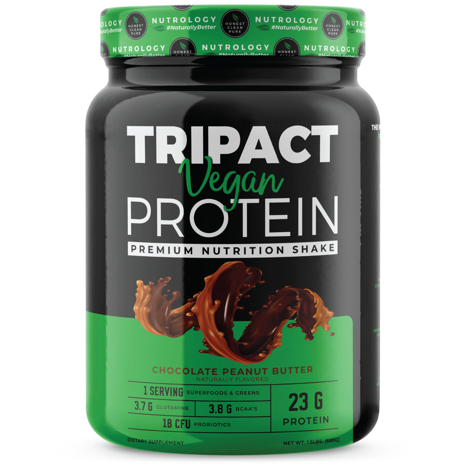 Tripact Vegan Protein–Non-GMO–Organic Plant Proteins – Chocolate Peanut Butter