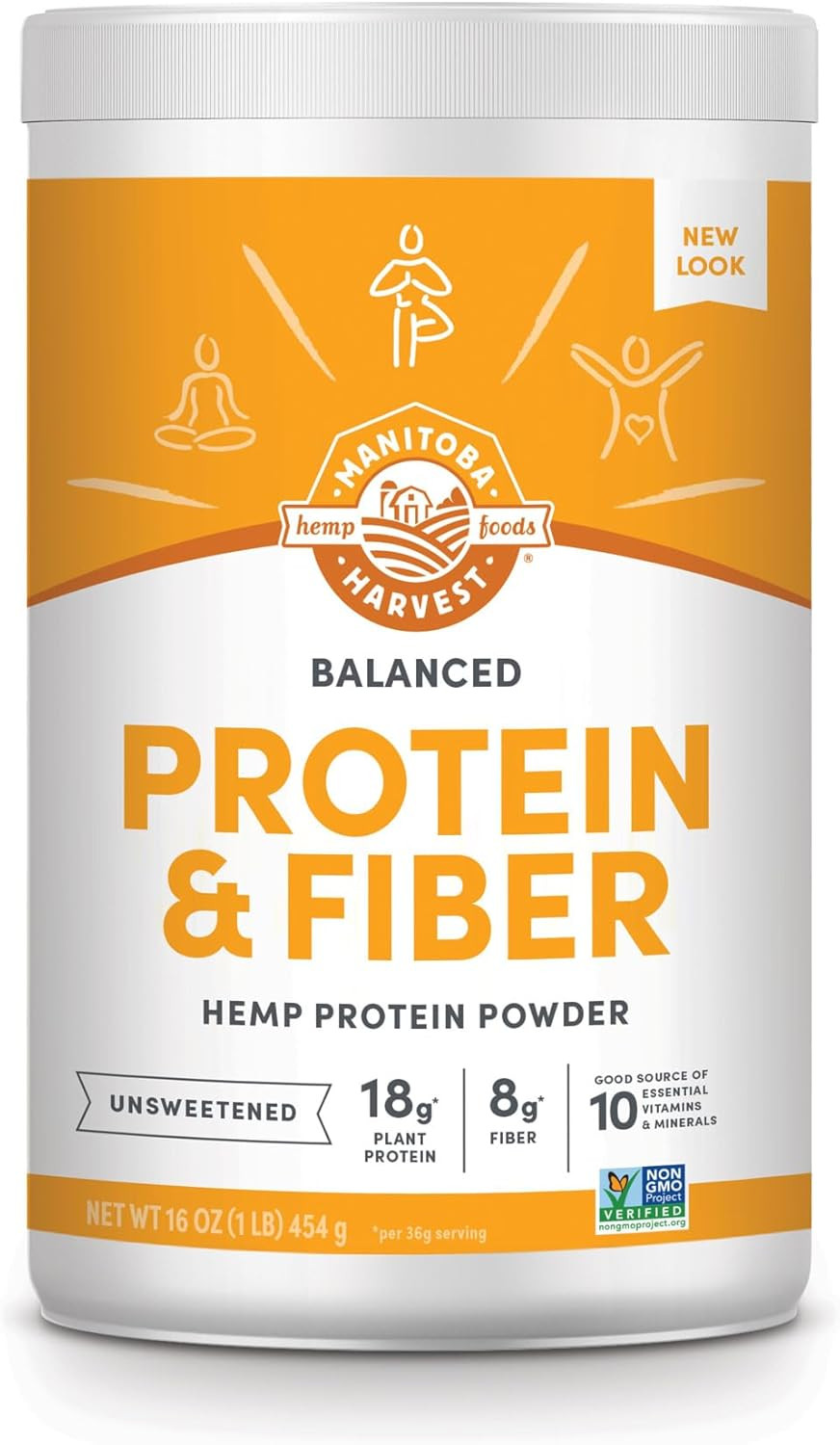 Hemp Yeah Balanced Protein and Fiber Powder, Unsweetened, 16Oz, with 15G Protein