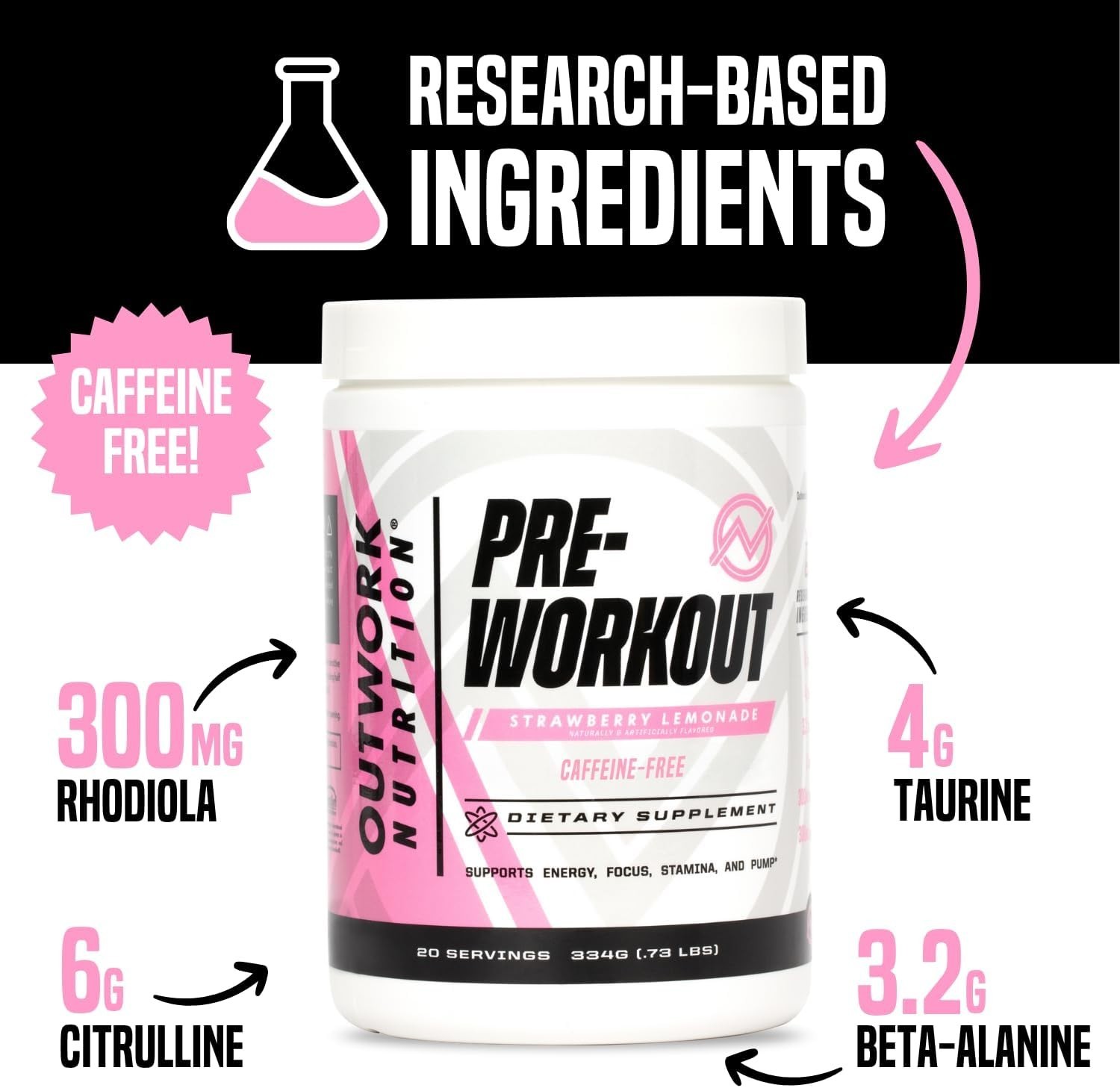 Non-Stim Pre Workout Powder – Citrulline Malate, Beta-Alanine, Rhodiola Extra…