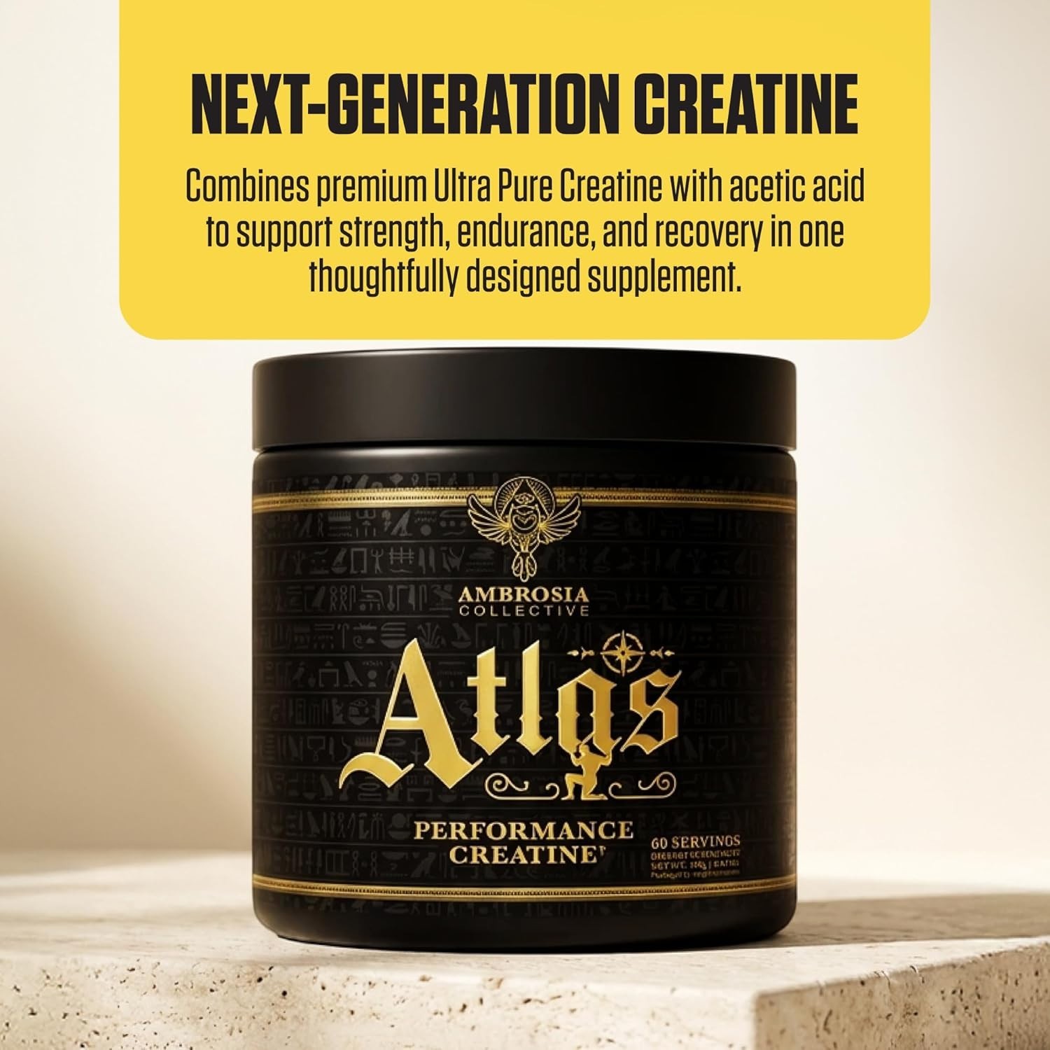 Ambrosia Atlas Performance Creatine Creapure® + Acetic 0.39 Ounce (Pack of 1)