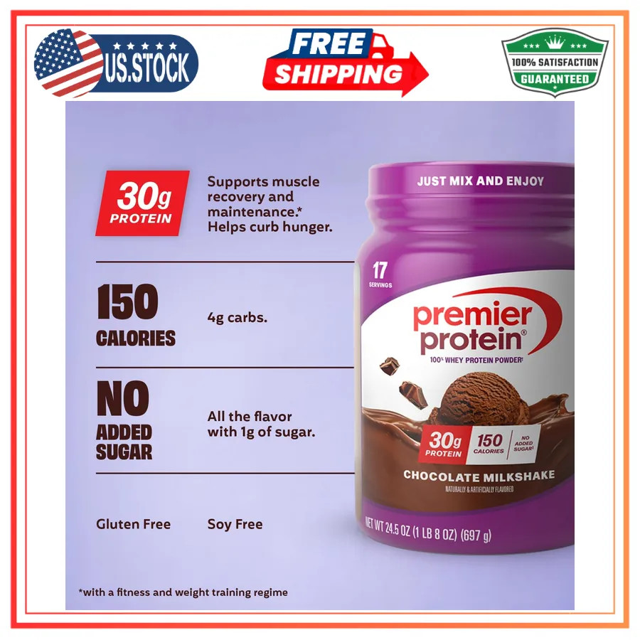 Premier Protein Powder Chocolate 100% Whey 30g Protein 1.44 lb Gluten Free