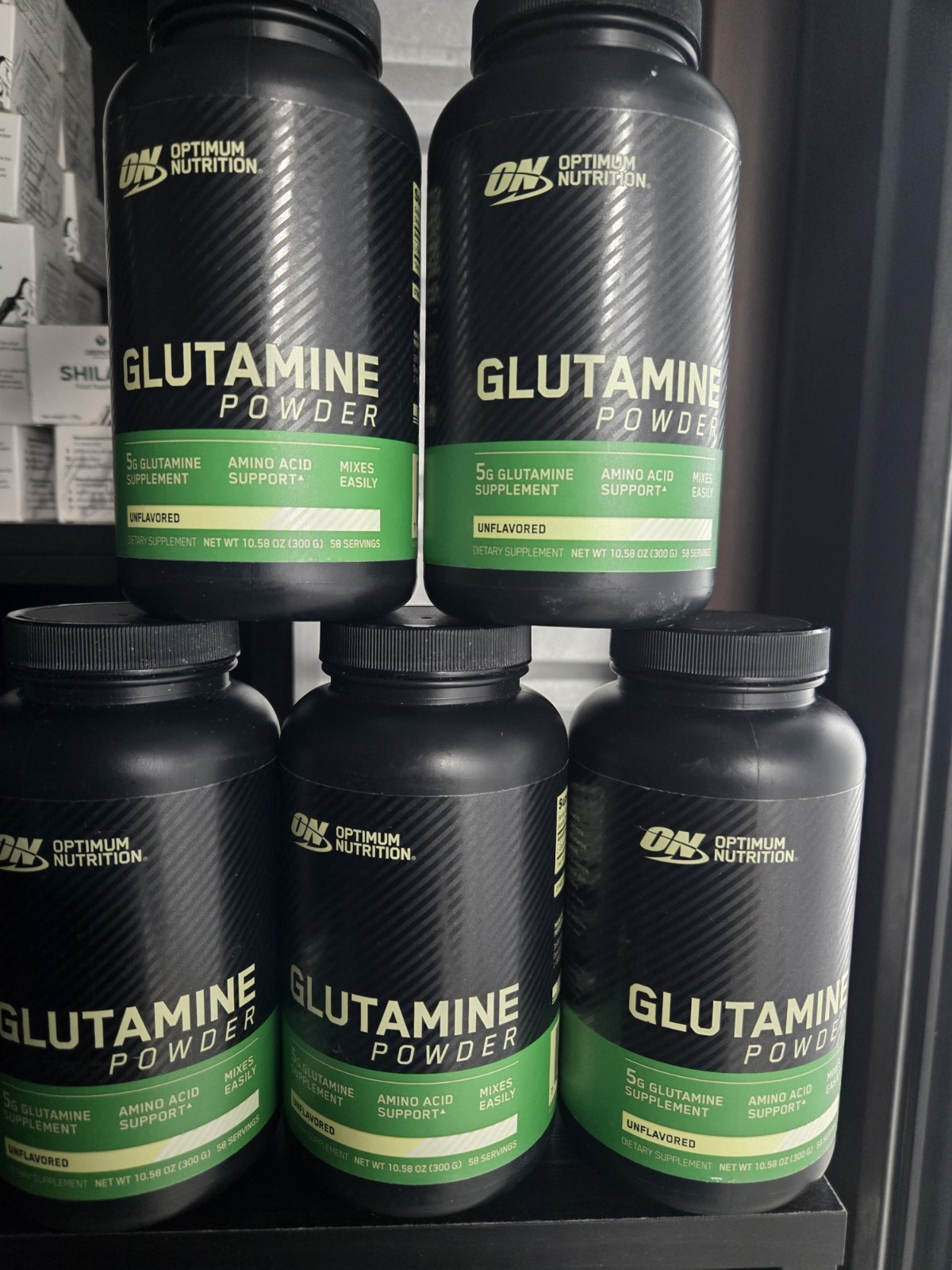 ✅️5 Lot Optimum Nutrition Glutamine Powder Unflavored 10.58 oz Exp May 2028