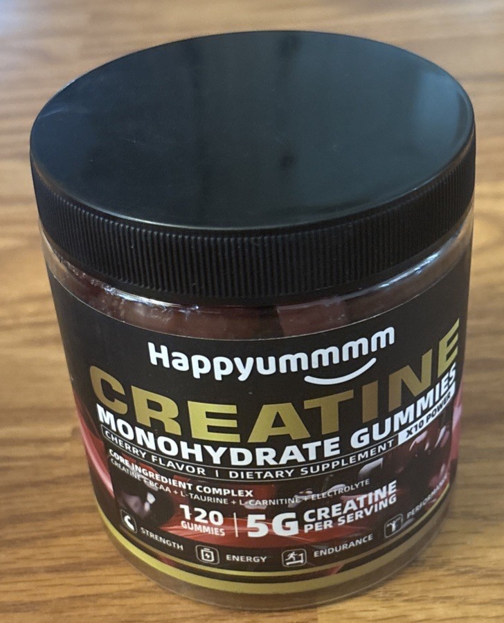 3x 120ct Happyummmm Creatine Monohydrate 360ct Gummies Cherry, Cranberry, Raspbe