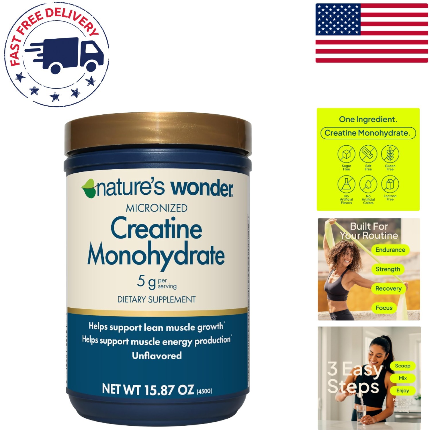 Lean Muscle Growth & Recovery with Micronized Creatine – Easy-Mix Formula, 450g