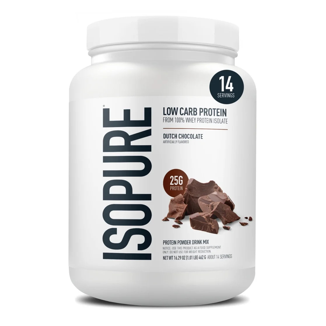 Isopure Low Carb 100% Whey Protein Isolate Chocolate Protein Powder, 25g, 14 Ser