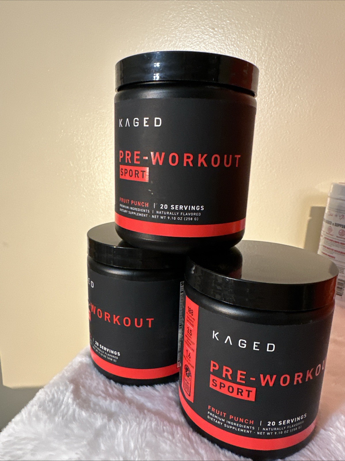 Lot Of 3 Kaged Pre-Workout Sport Dietary Supplement Fruit 9.1 oz (Exp 08/27)
