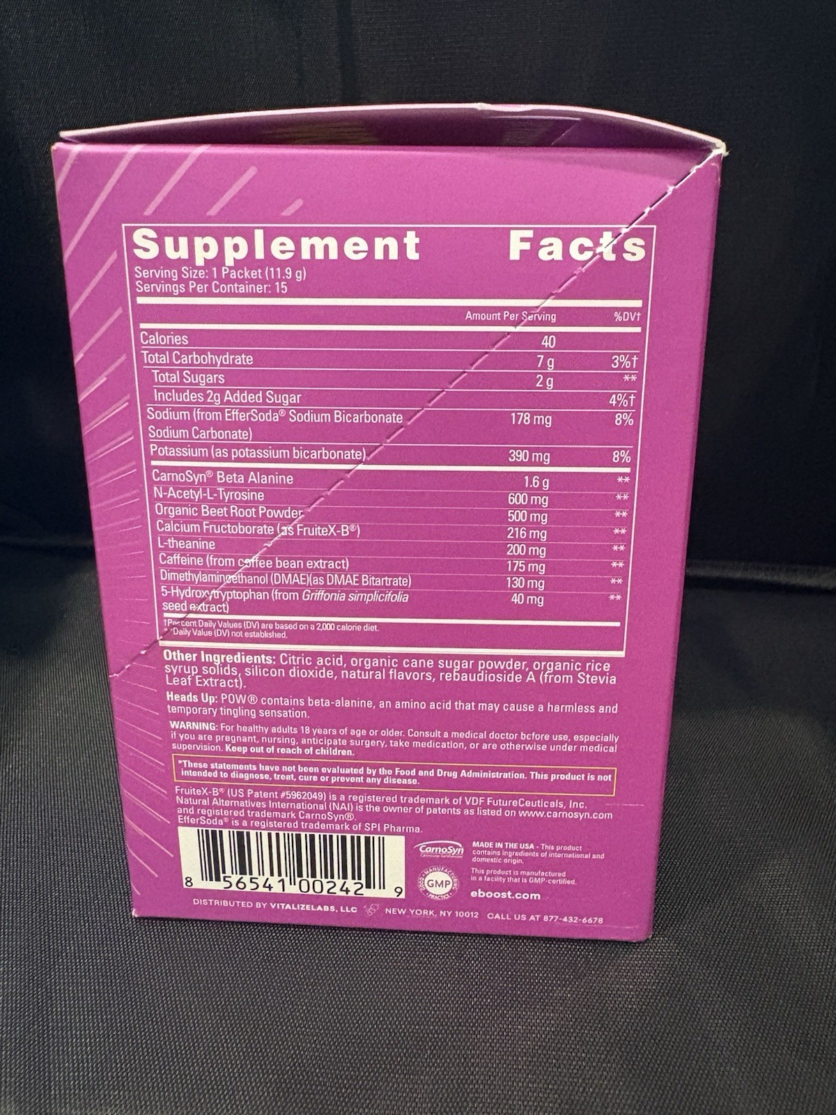 EBOOST POW Clean Energy Pre-Workout Berry Melon Fizz 15 Packets BB 06/25