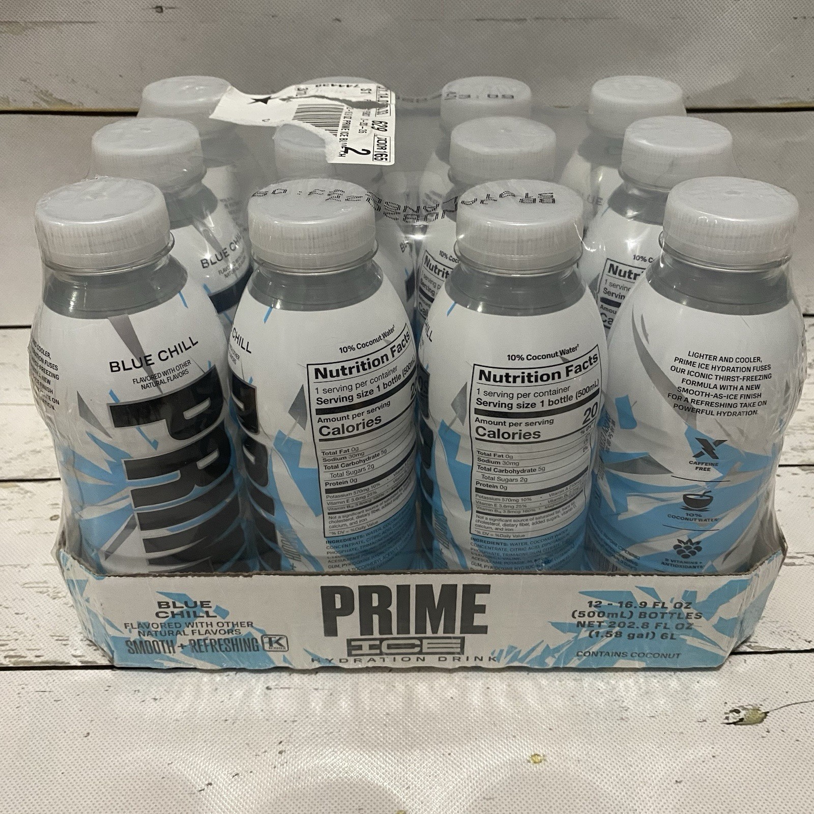 PRIME ICE Blue Chill Pack of 12 Hydration Drink 16.9oz Electrolyte Beverage