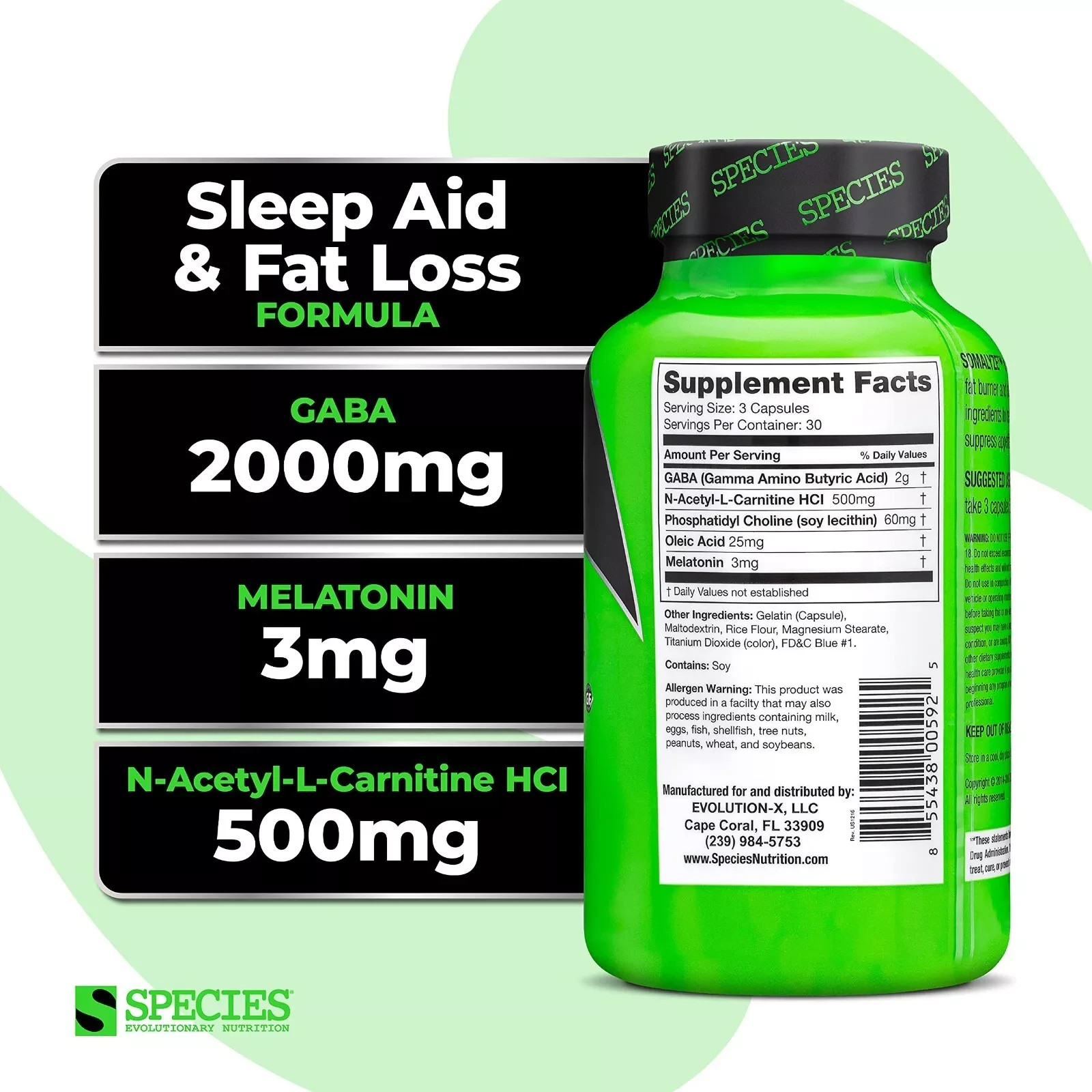 Species Nutrition Somalyze Dual Action Sleep Aid Fat Loss Formula 90 Capsules