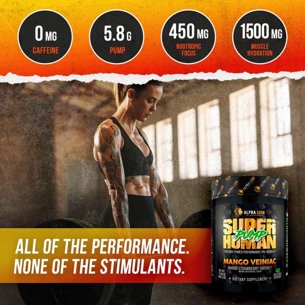 ALPHA LION Superhuman Pump Pre Workout Powder, 12.96 Ounce (Pack of 1)