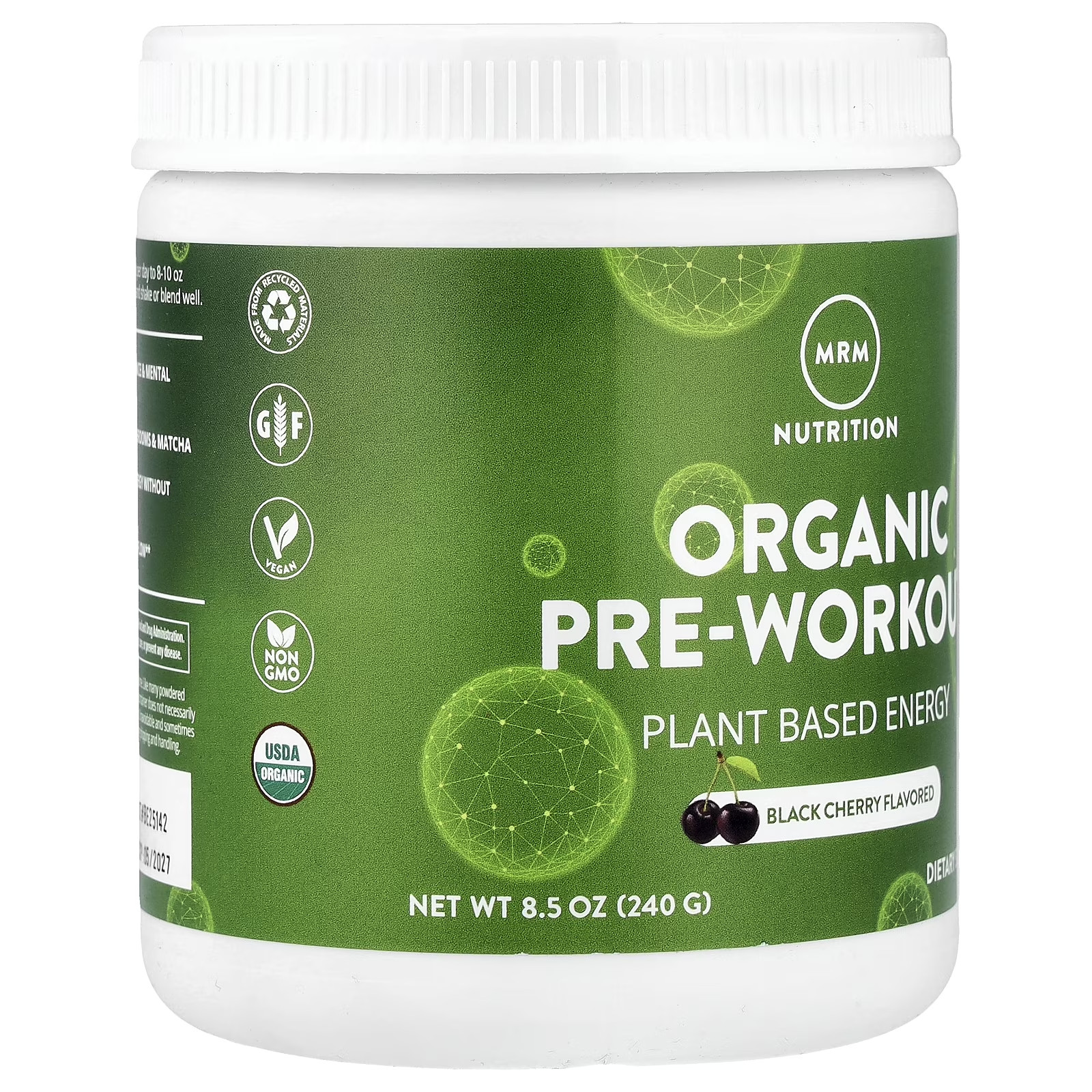 Nutrition Organic Pre-Workout, Black Cherry, 8.5 Oz (240 G)